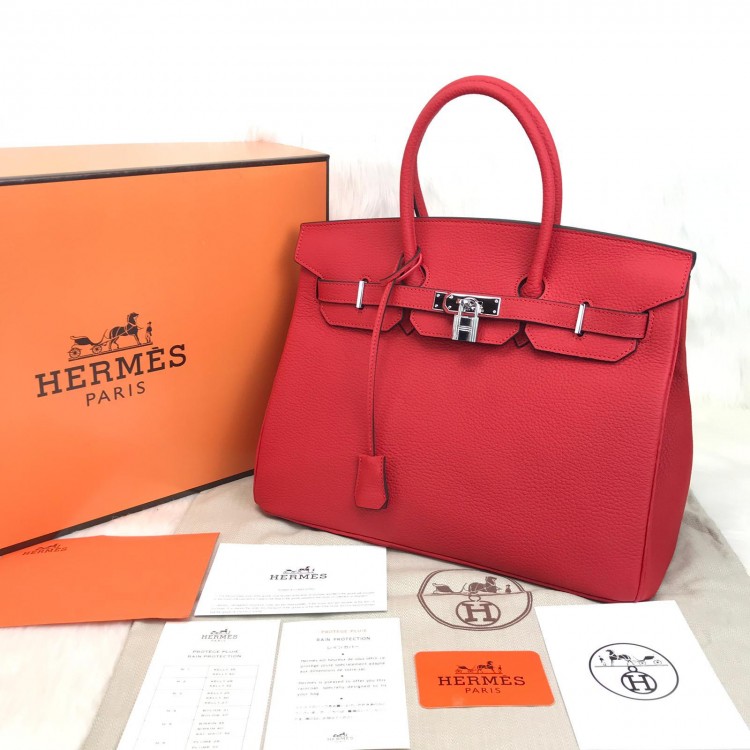 HERMES BİRKİN HAKİKİ DERİ KIRMIZI 35 CM GUMUS